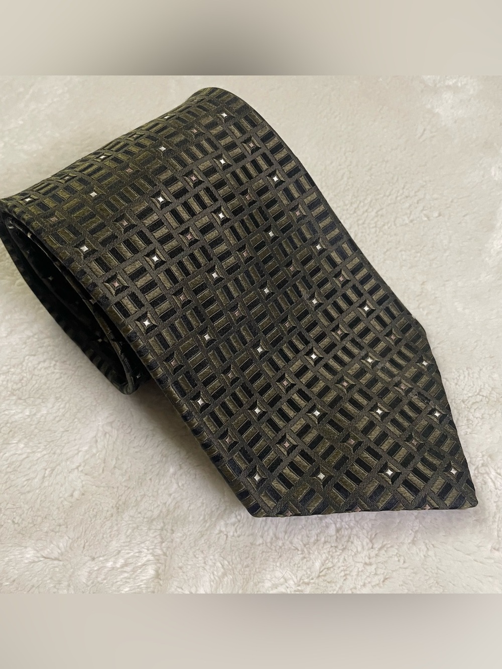 Mondo Seta 100% Silk Black Rectangle Print Tie